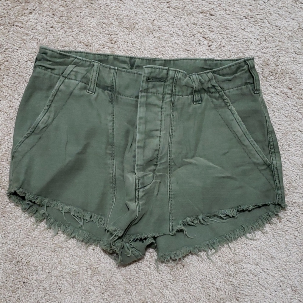 Free People SZ 6 High Waisted Army Green Shorts